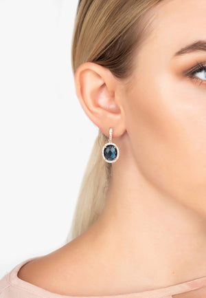 Latelita London Jewelry & Accessories - Earrings Beatrice Oval Gemstone Drop Earring Rose Gold Sapphire Hydro | LATELITA