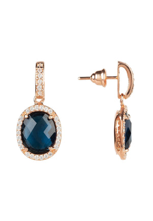 Latelita London Jewelry & Accessories - Earrings Beatrice Oval Gemstone Drop Earring Rose Gold Sapphire Hydro | LATELITA