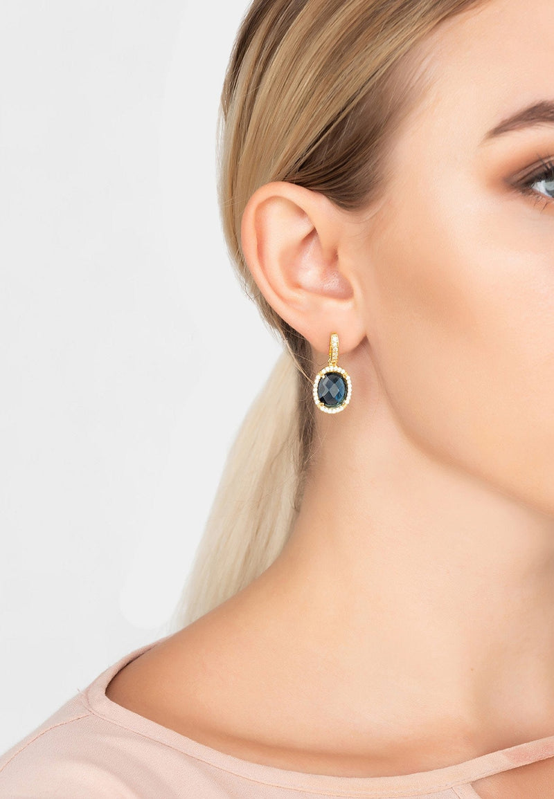 Latelita London Jewelry & Accessories - Earrings Beatrice Oval Gemstone Drop Earrings Gold Sapphire Hydro | LATELITA