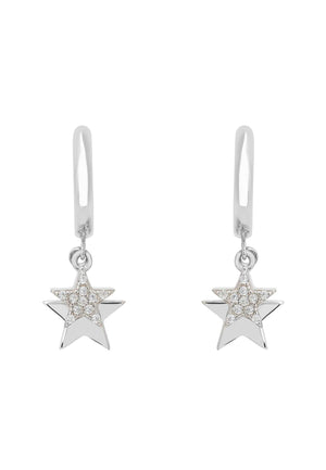 Latelita London Jewelry & Accessories - Earrings - Drop Earrings Astro Double Star Huggie Hoop Earring Silver | LATELITA