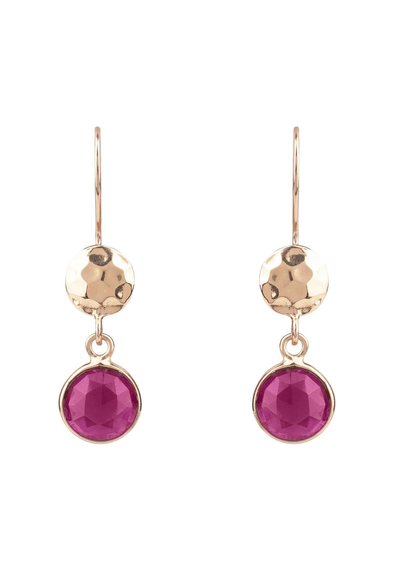Latelita London Jewelry & Accessories - Earrings - Drop Earrings Circle & Hammer Earring Rosegold Pink Tourmaline | LATELITA