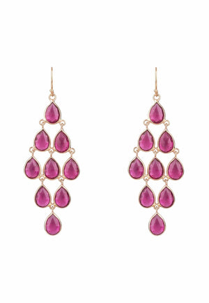 Latelita London Jewelry & Accessories - Earrings - Drop Earrings Erviola Gemstone Cascade Earring Rose Gold Pink Tourmaline | LATELITA
