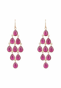 Latelita London Jewelry & Accessories - Earrings - Drop Earrings Erviola Gemstone Cascade Earring Rose Gold Pink Tourmaline | LATELITA