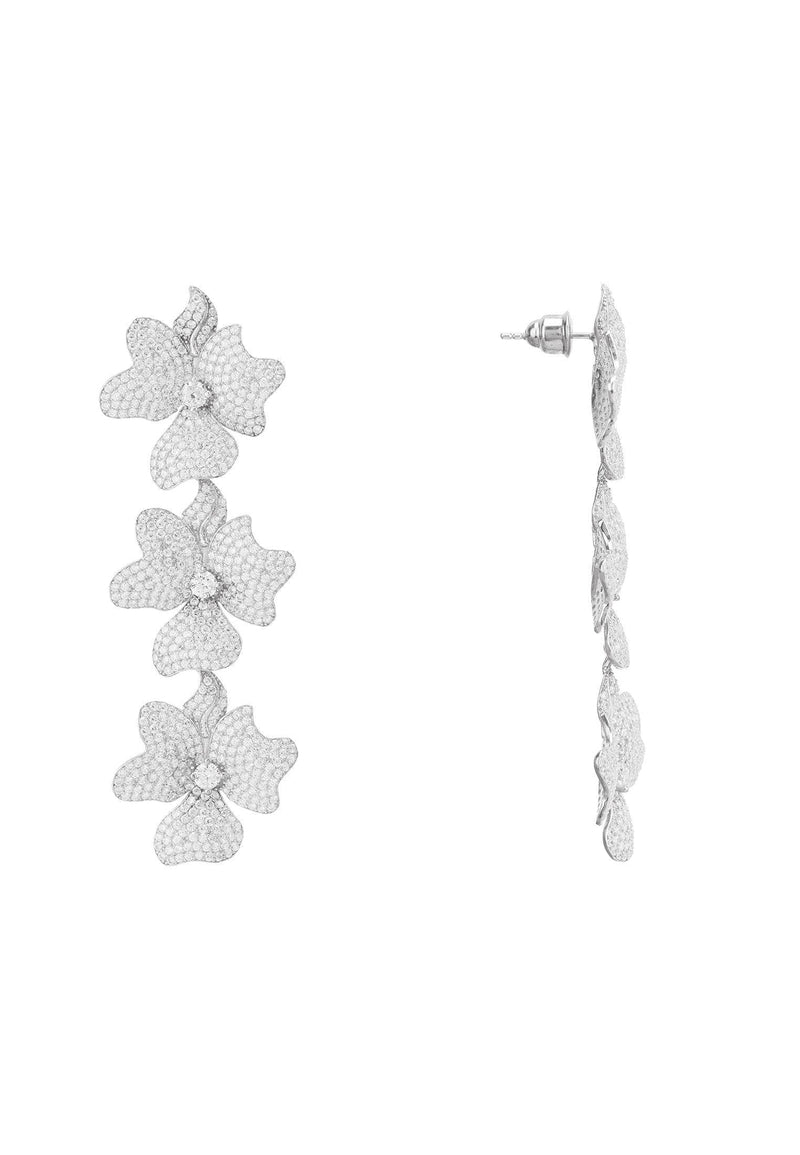 Latelita London Jewelry & Accessories - Earrings - Drop Earrings Jasmine Flower Triple Drop Earrings Silver | LATELITA
