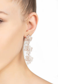 Latelita London Jewelry & Accessories - Earrings - Drop Earrings Jasmine Flower Triple Drop Earrings Silver | LATELITA