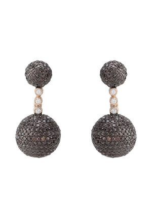 Latelita London Jewelry & Accessories - Earrings - Drop Earrings Monaco Sphere Drop Earrings Rosegold Chocolate Brown CZ | LATELITA