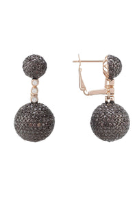 Latelita London Jewelry & Accessories - Earrings - Drop Earrings Monaco Sphere Drop Earrings Rosegold Chocolate Brown CZ | LATELITA