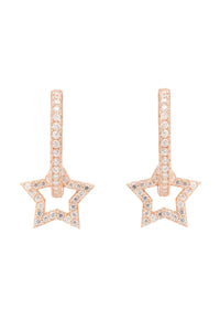 Latelita London Jewelry & Accessories - Earrings - Drop Earrings Star Huggie Hoop White Rosegold | LATELITA