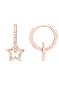 Latelita London Jewelry & Accessories - Earrings - Drop Earrings Star Huggie Hoop White Rosegold | LATELITA