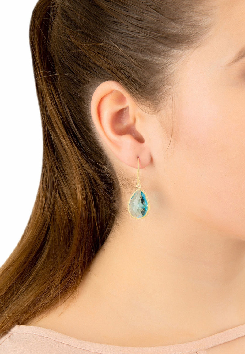 Latelita London Jewelry & Accessories - Earrings Petite Drop Earring Blue Topaz Hydro Gold | LATELITA