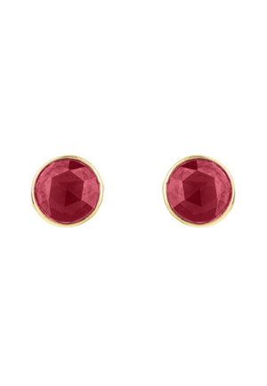 Latelita London Jewelry & Accessories - Earrings - Stud Earrings Medium Circle Stud Earrings Gold Garnet | LATELITA