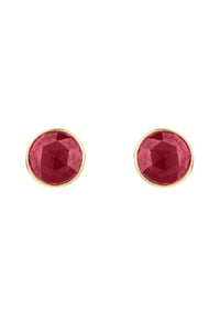 Latelita London Jewelry & Accessories - Earrings - Stud Earrings Medium Circle Stud Earrings Gold Garnet | LATELITA