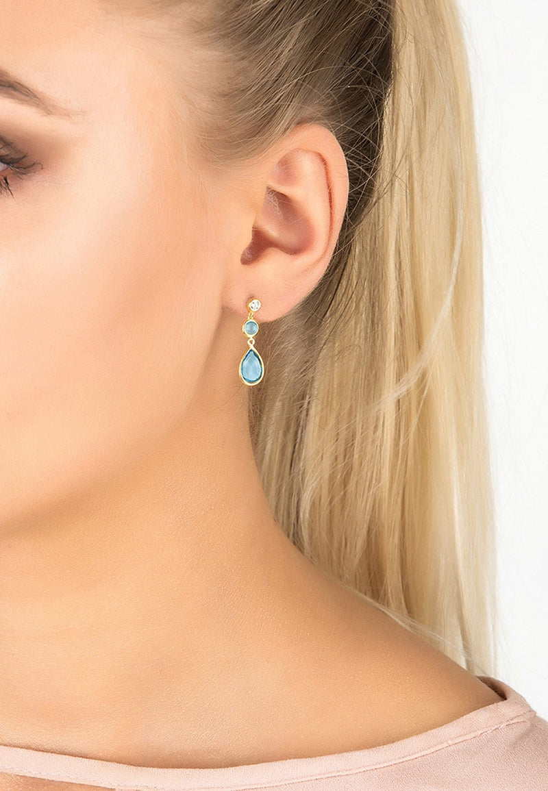 Latelita London Jewelry & Accessories - Earrings Tuscany Gemstone Drop Earring Gold Blue Topaz | LATELITA