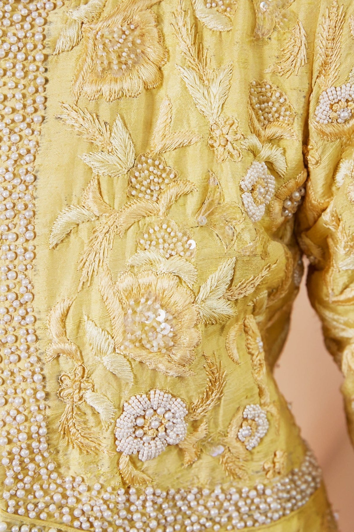 Lavanya Coodly Apparel & Accessories > Clothing > Blazers Lavanya Coodly Women's Boho Hand-Embroidered Floral Yellow Gold Glenda Jacket