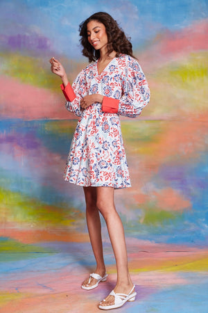Lavanya Coodly Apparel & Accessories > Clothing > Dresses Lavanya Coodly Annie A-Line Cotton Summer Dress in Crisp Multicolor Print