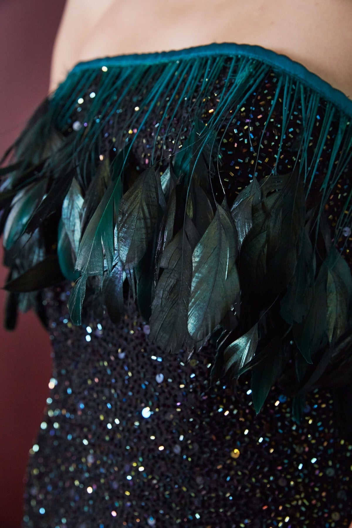 Lavanya Coodly Apparel & Accessories > Clothing > Dresses Lavanya Coodly Hand-Beaded Barbarella Black Gown with Feathers