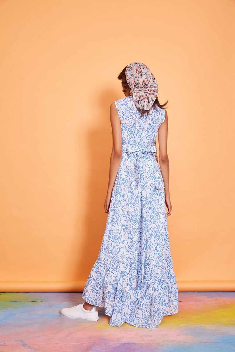 Lavanya Coodly Apparel & Accessories > Clothing > Dresses Lavanya Coodly Women's Brooke Delicate Blue Floral Wrap Maxi Dress