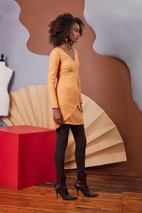 Lavanya Coodly Apparel & Accessories > Clothing > Dresses Lavanya Coodly Women's Erin Bodycon Mini Dress in Pumpkin Merino Wool