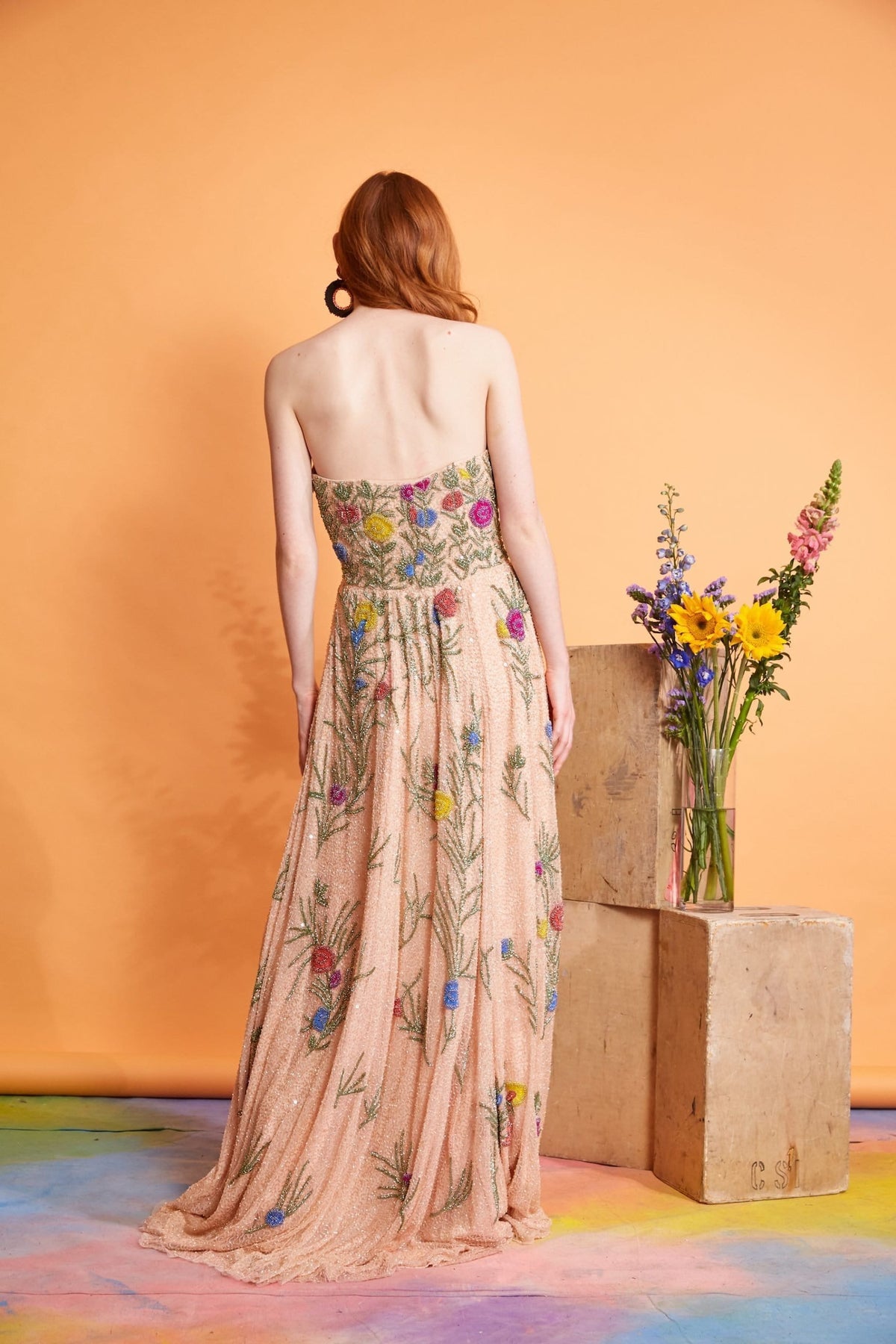 Lavanya Coodly Apparel & Accessories > Clothing > Dresses Lavanya Coodly Women's Hand-Beaded Cleo Dress Gown in Blush