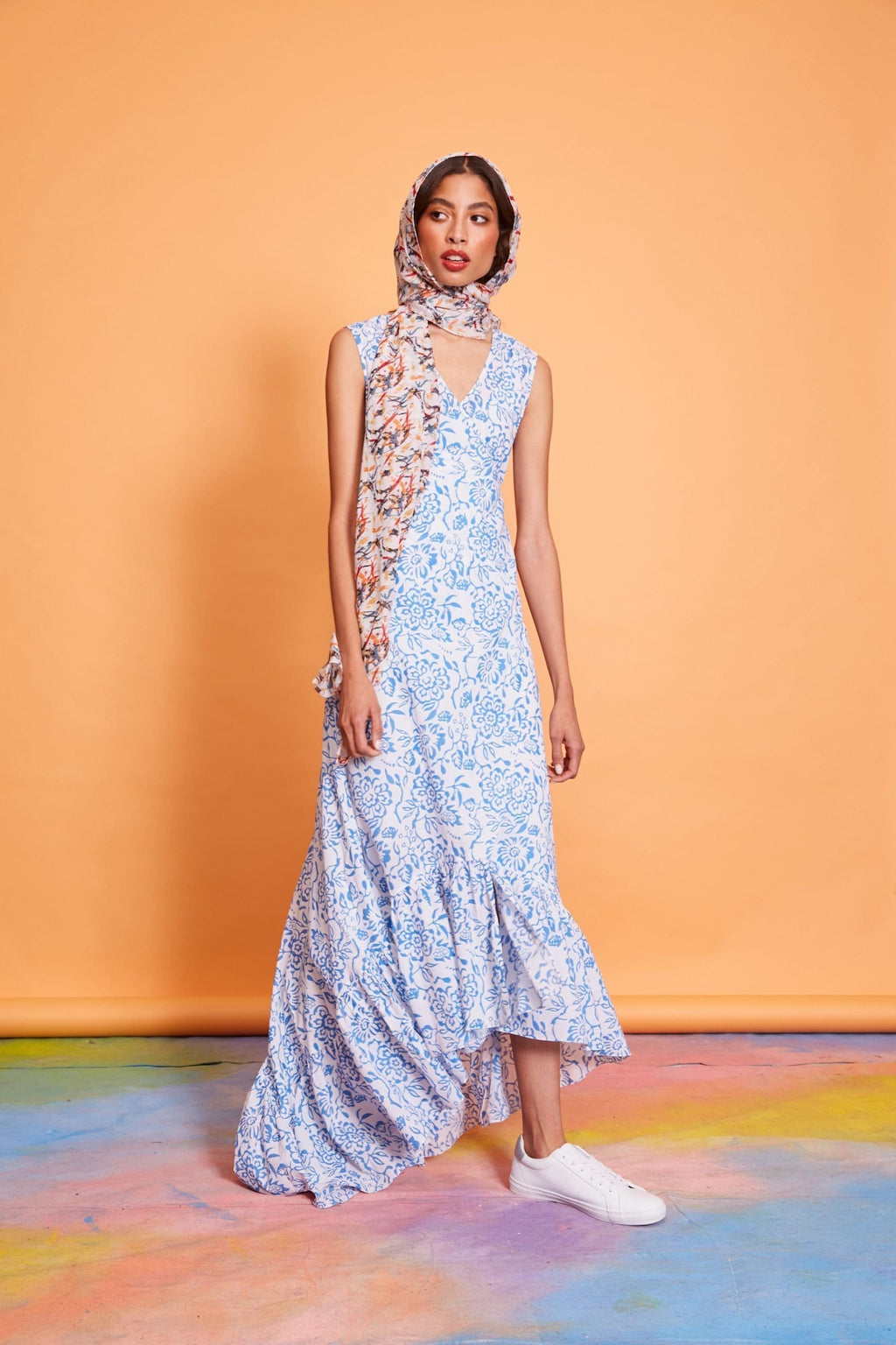 Lavanya Coodly Apparel & Accessories > Clothing > Dresses XS / Blue Lavanya Coodly Women's Brooke Delicate Blue Floral Wrap Maxi Dress