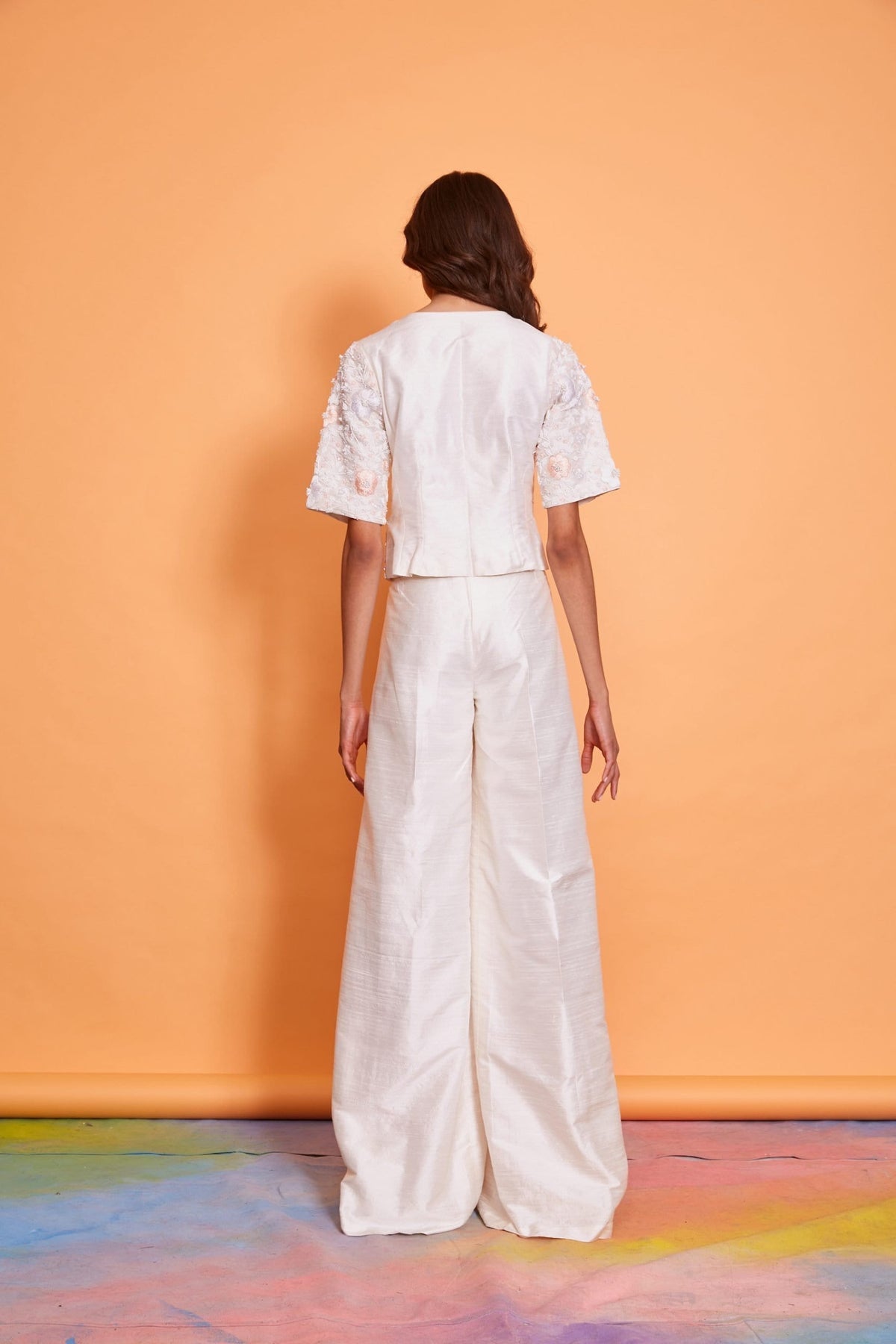 Lavanya Coodly Apparel & Accessories > Clothing > Pants Lavanya Coodly Women's Fatima 100% Silk Hand-Embroidered White Jacket