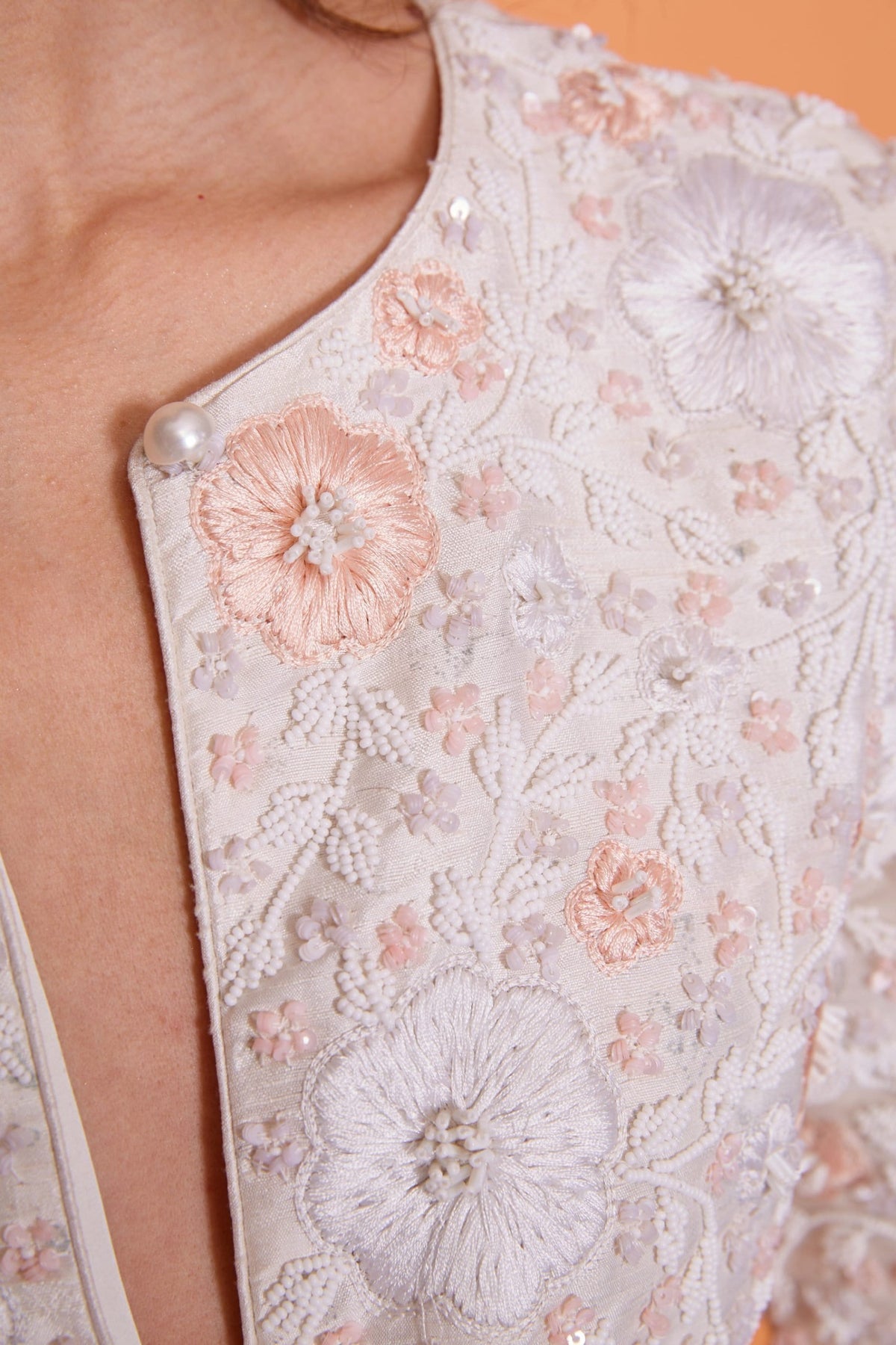 Lavanya Coodly Apparel & Accessories > Clothing > Pants Lavanya Coodly Women's Fatima 100% Silk Hand-Embroidered White Jacket