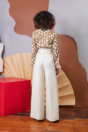 Lavanya Coodly Apparel & Accessories > Clothing > Pants Lavanya Coodly Women's Hadley Wide Leg Pants In Natural White Wool