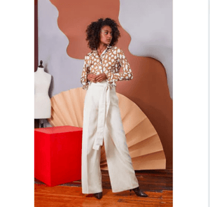 Lavanya Coodly Apparel & Accessories > Clothing > Pants XS / White Lavanya Coodly Women's Hadley Wide Leg Pants In Natural White Wool