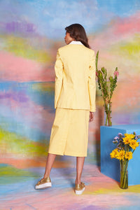 Lavanya Coodly Apparel & Accessories > Clothing > Skirts Default Title / Daffodil Lavanya Coodly Women's Lucy Daffodil Cotton Twill Midi Skirt
