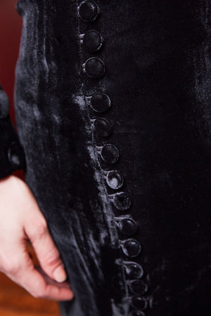 Lavanya Coodly Apparel & Accessories > Clothing > Skirts Lavanya Coodly Sybil Midi Pencil Skirt in Black Silk Velvet
