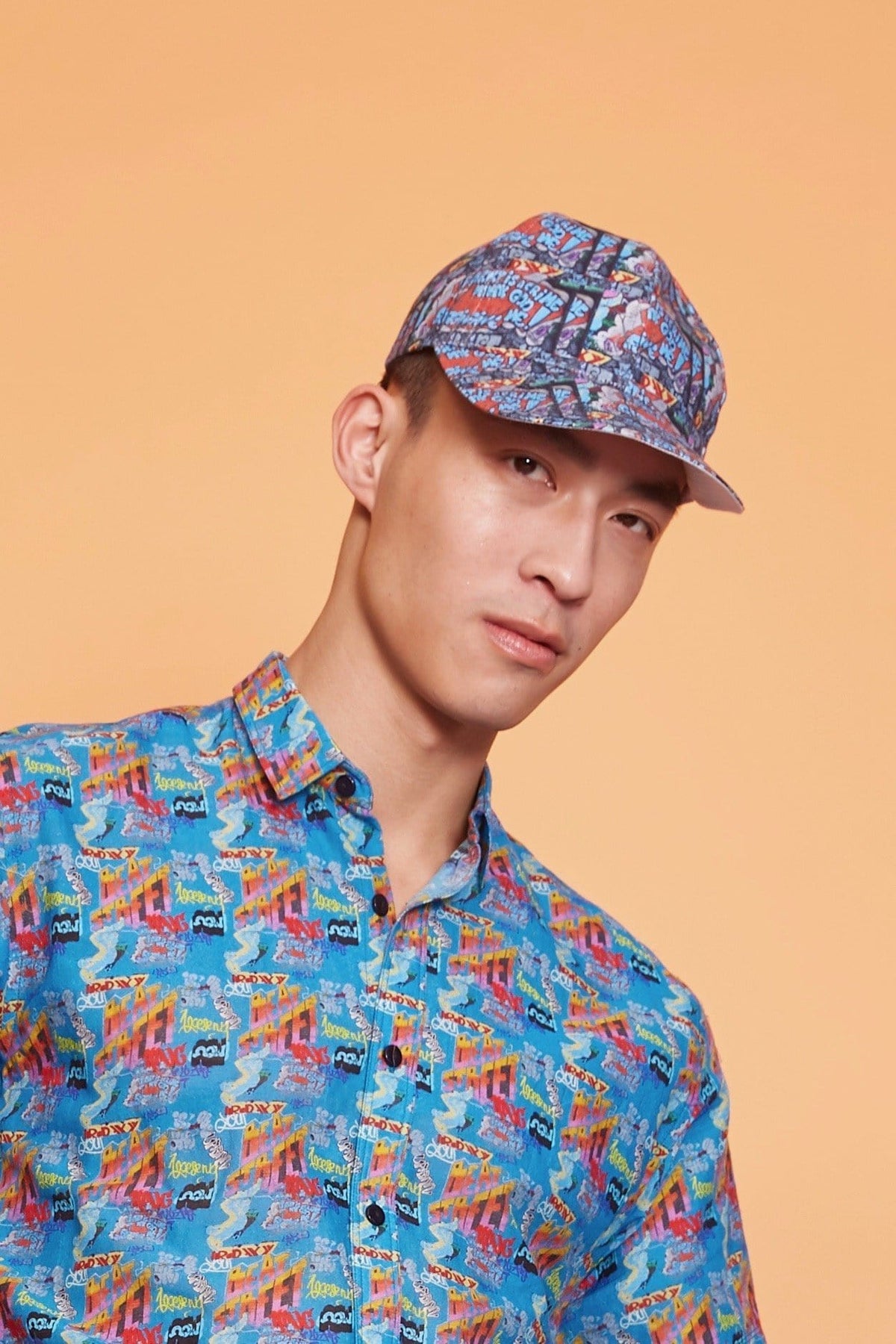 Lavanya Coodly Hats Default Title / Blue Lavanya Coodly Men's Steel Blue Graffiti 100% Linen Troy Cap