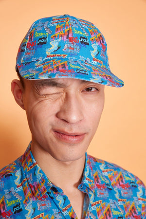 Lavanya Coodly Hats Default Title / Tan Lavanya Coodly Men's Cruz Blue Graffiti 100% Linen Cap