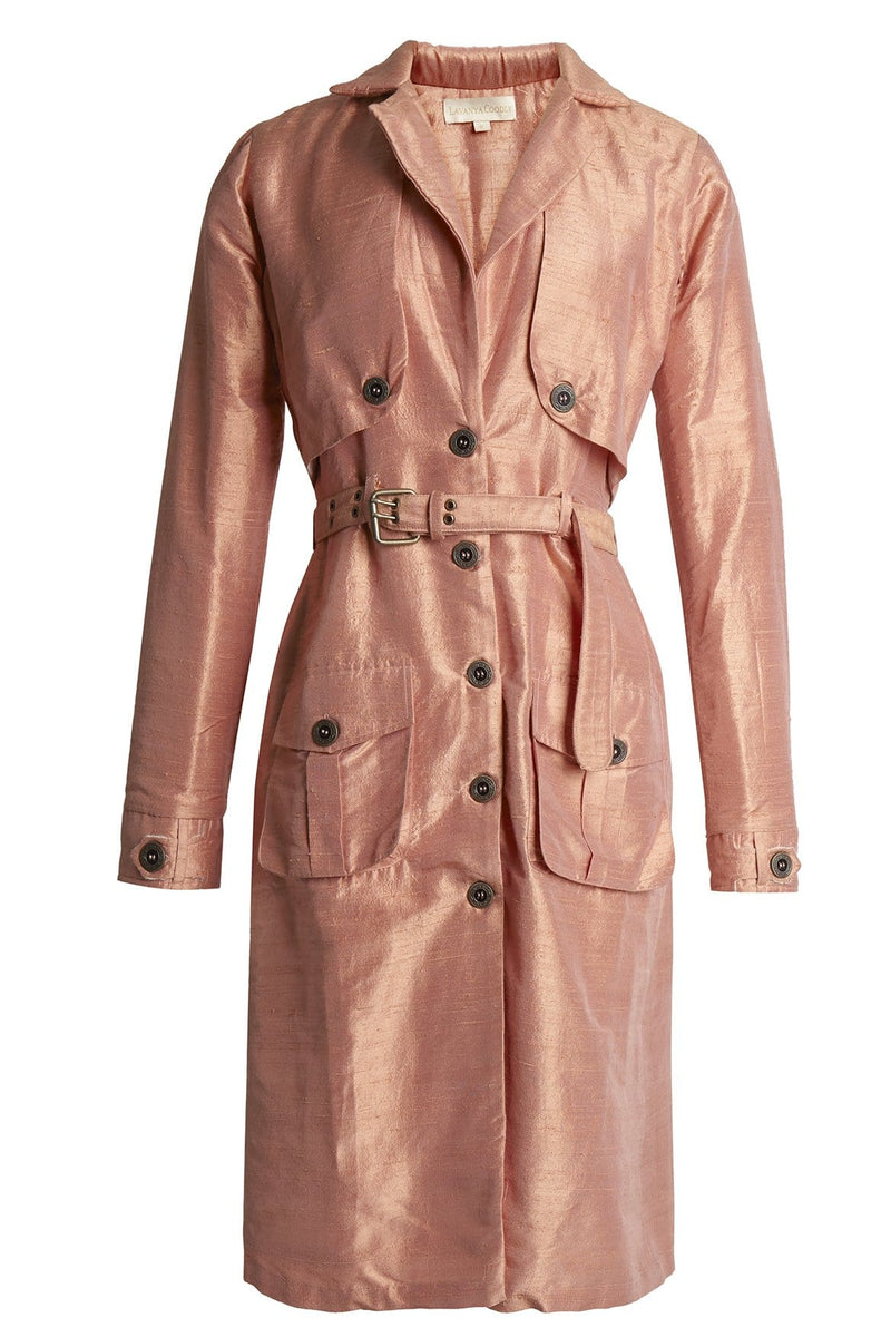 Lavanya Coodly Jackets & Coats Lavanya Coodly Women's Cecilia  Silk Coat with Wool Lining in Dusty Rose