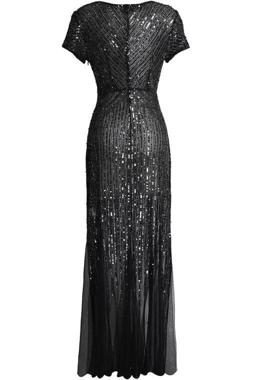 Lavanya Coodly Lavanya Coodly Larose Hand-Embroidered Sequin Ball Gown in Charcoal with Black, and Silver Pipe Beads