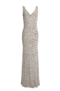 Lavanya Coodly Lavanya Coodly Valerie Hand-Beaded Women's Gown in Ivory Against a Nude Background