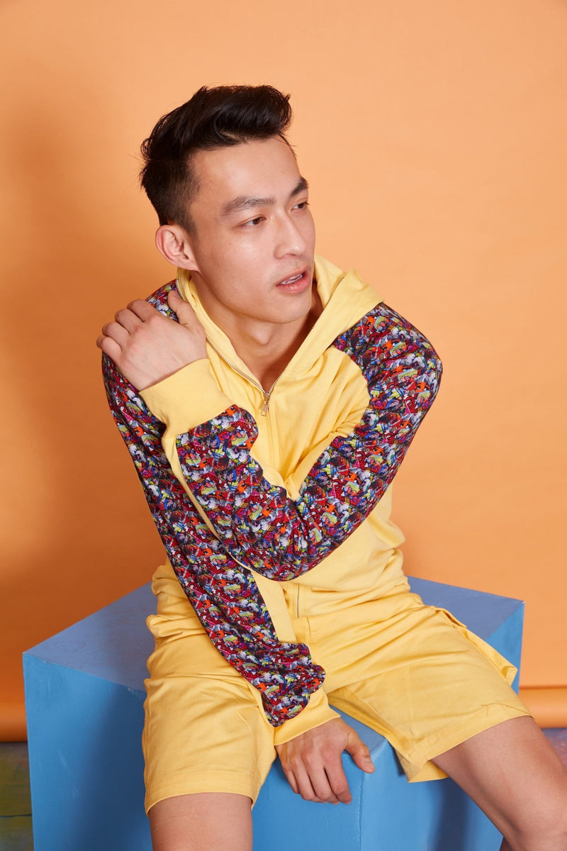 Lavanya Coodly Men > Apparel > Outerwear > Coats Lavanya Coodly Benjamin Men's Cotton Knit Jacket in Yellow
