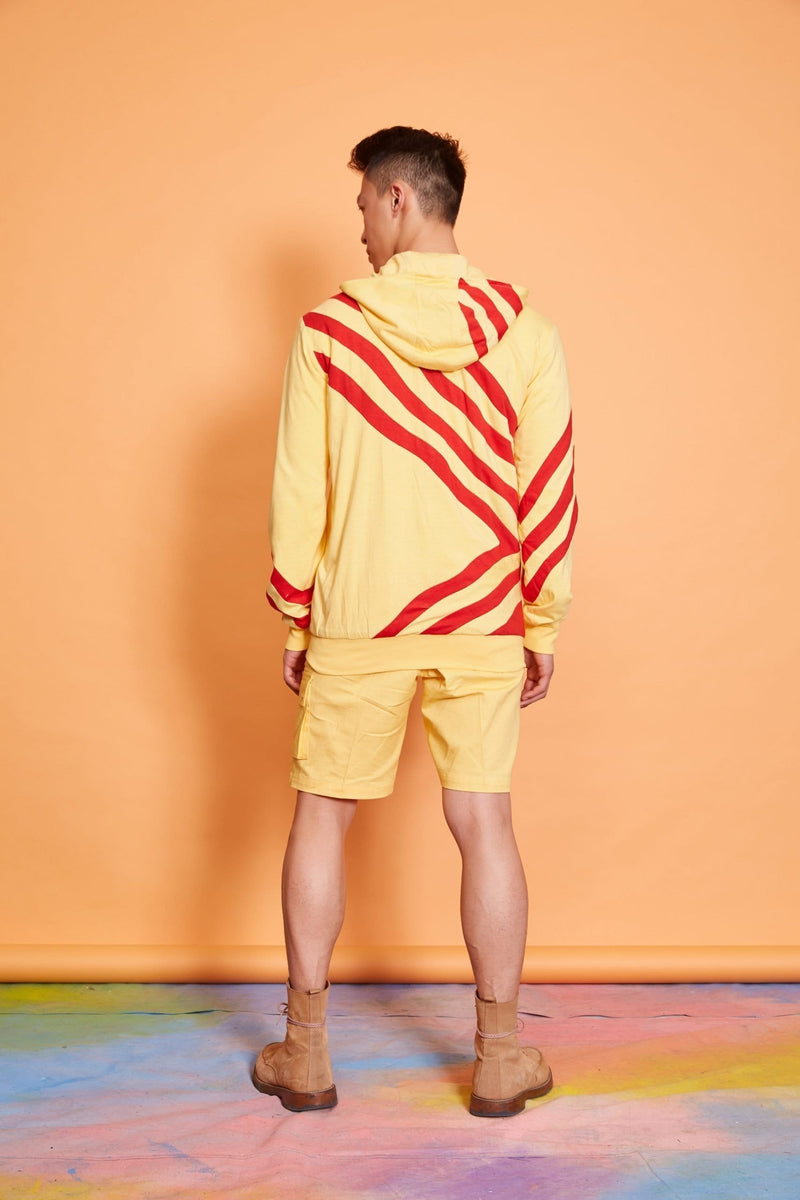 Lavanya Coodly Men > Apparel > Outerwear > Coats Lavanya Coodly Men's Luke Jacket in Yellow Cotton with Red Banding