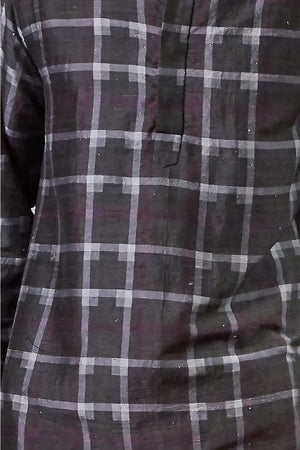 Lavanya Coodly Men > Apparel > Shirts & Tops Lavanya Coodly Men's Blythe Charcoal Silk Shirt with Henley Neckline