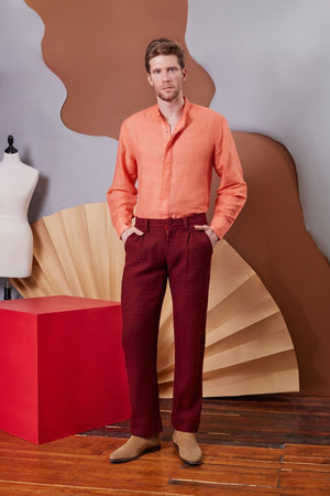 Lavanya Coodly Men > Apparel > Shirts & Tops Lavanya Coodly Men's Cedric Tangerine Cotton Shirt