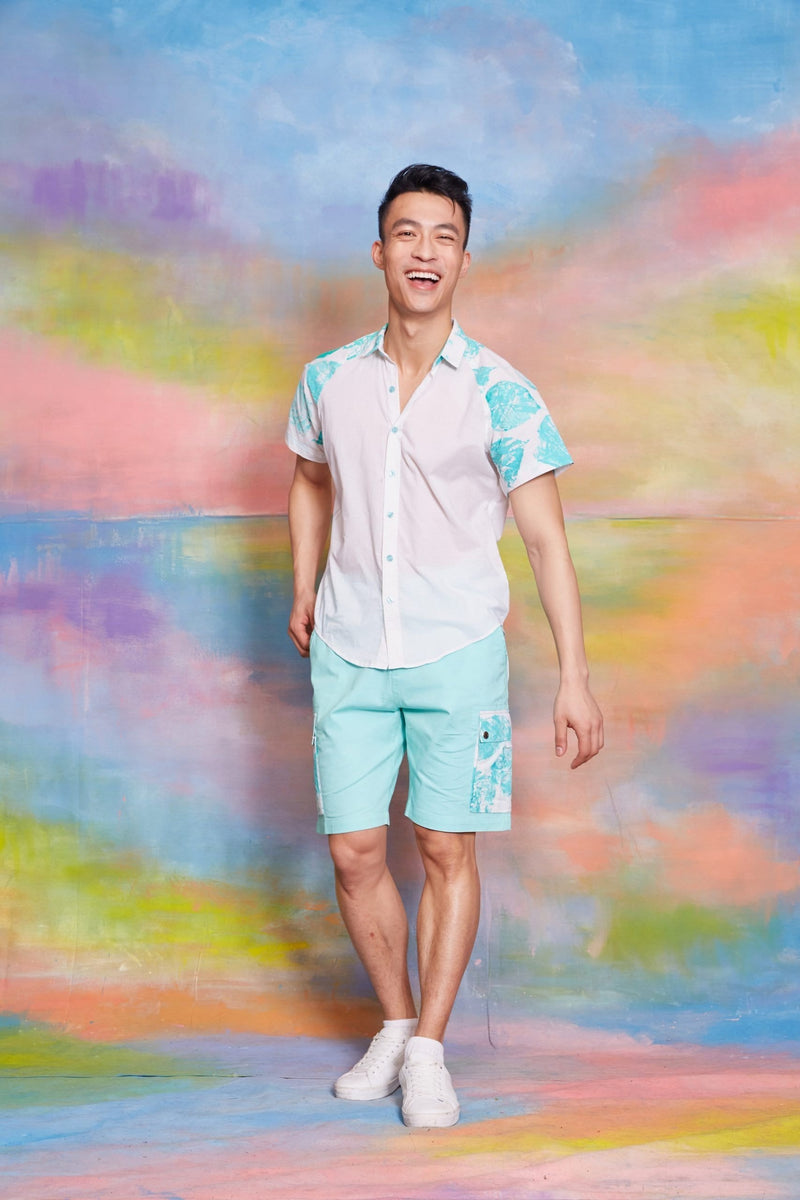Lavanya Coodly Men > Apparel > Shirts & Tops Lavanya Coodly Men's Joshua Shirt In White with Hand-Painted Blue Accents