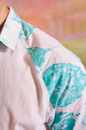Lavanya Coodly Men > Apparel > Shirts & Tops Lavanya Coodly Men's Joshua Shirt In White with Hand-Painted Blue Accents