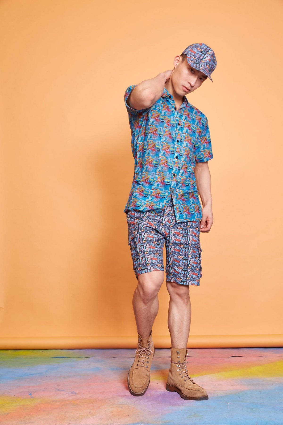 Lavanya Coodly Men > Apparel > Shirts & Tops S / Blue Lavanya Coodly Men's Levi Blue Graffiti Organic Cotton Short Sleeve Shirt