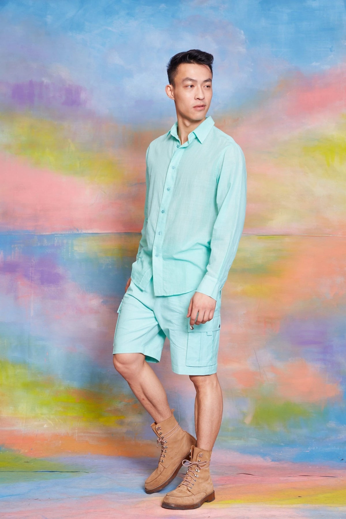 Lavanya Coodly Men > Apparel > Shirts & Tops S / Green Lavanya Coodly Men's Coleman Organic Cotton Shirt in Beach Glass Green