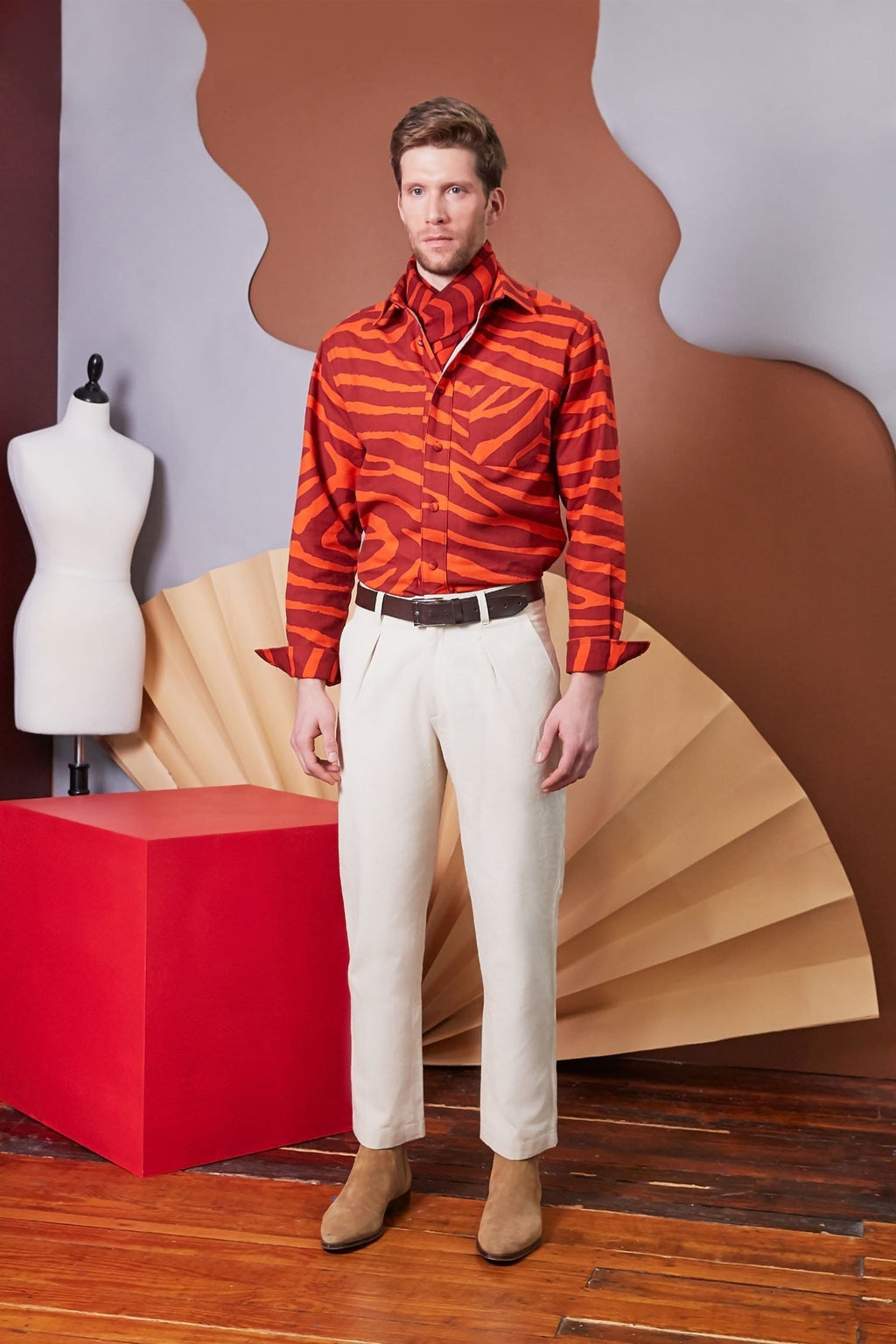 Lavanya Coodly Men > Apparel > Shirts & Tops XS / Tan Lavanya Coodly Men's Delvin Orange Linen Shirt