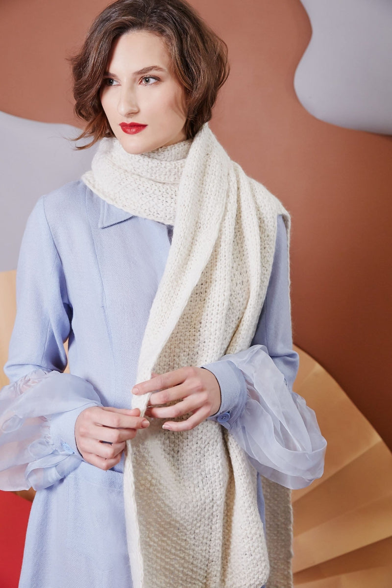 Lavanya Coodly Scarves Blue Lavanya Coodly Kim Women's Scarf in Natural White or Blue Merino Wool