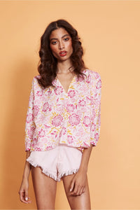 Lavanya Coodly Shirts XS / Multi Lavanya Coodly Women's Joseline Cotton Blouse In Multicolor Floral Motif