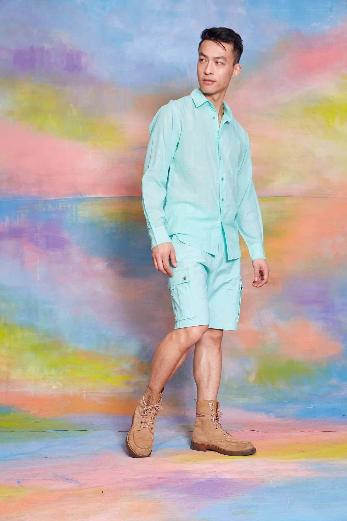 Lavanya Coodly Shorts Lavanya Coodly Men's 100% Twill Daniel Shorts in Seaglass Green