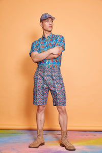 Lavanya Coodly Shorts Lavanya Coodly Men's Emilio Steel Hue Linen Shorts