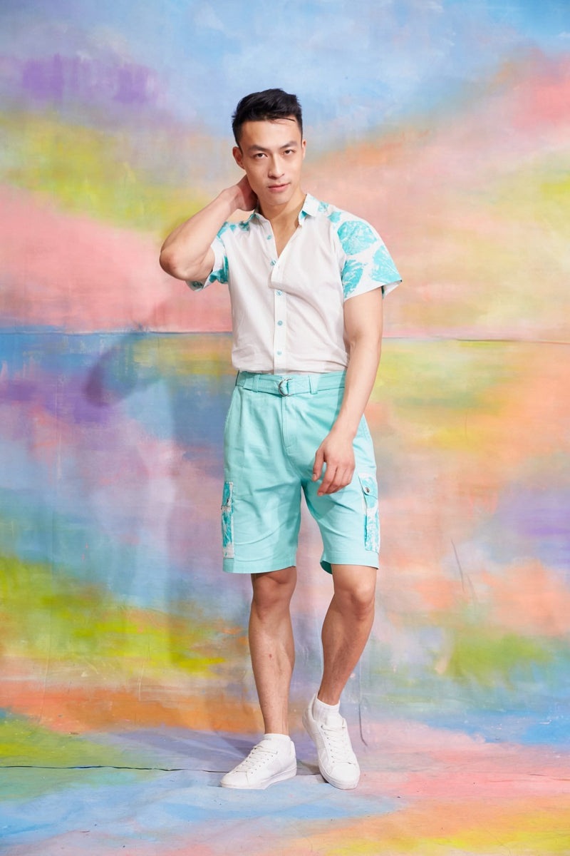 Lavanya Coodly Shorts Lavanya Coodly Men's Nicholas Linen Shorts in Seaglass Green