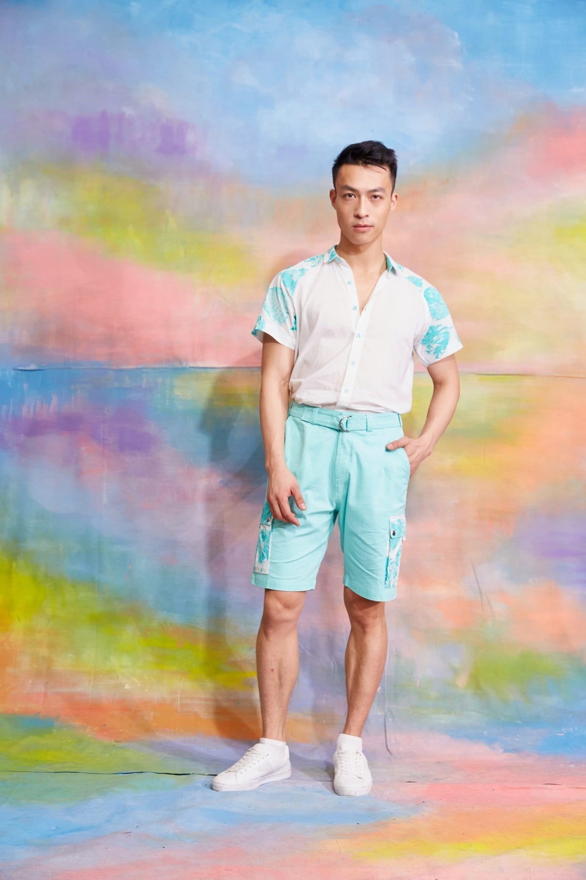 Lavanya Coodly Shorts Lavanya Coodly Men's Nicholas Linen Shorts in Seaglass Green